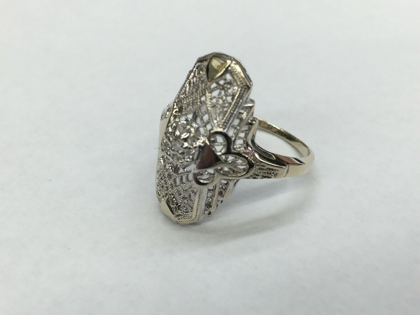 Art Deco Diamond 14K White Gold Reproduction Style Ring