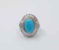 Judith Ripka Turquoise Colored Stone and Diamond 925 Silver Ring