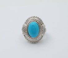 Load image into Gallery viewer, Judith Ripka Turquoise Color Center CZ&#39;s 925 Silver Ring
