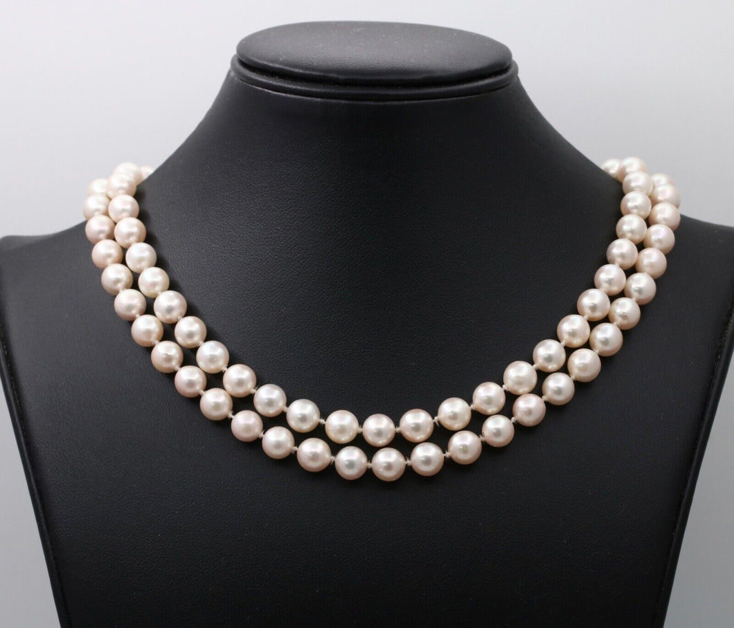 Art Deco Akoya Pearls 14K Yellow Gold Hallmarked Necklace