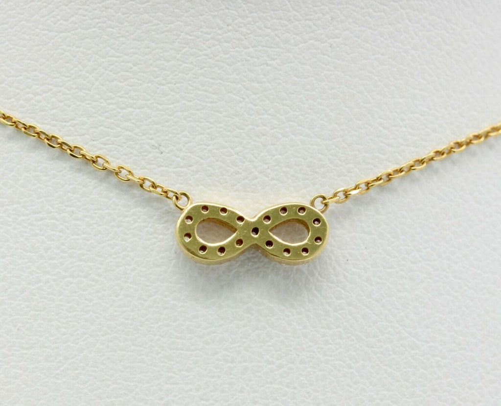 Cute 18K Yellow Gold Diamond Infinity Pendant