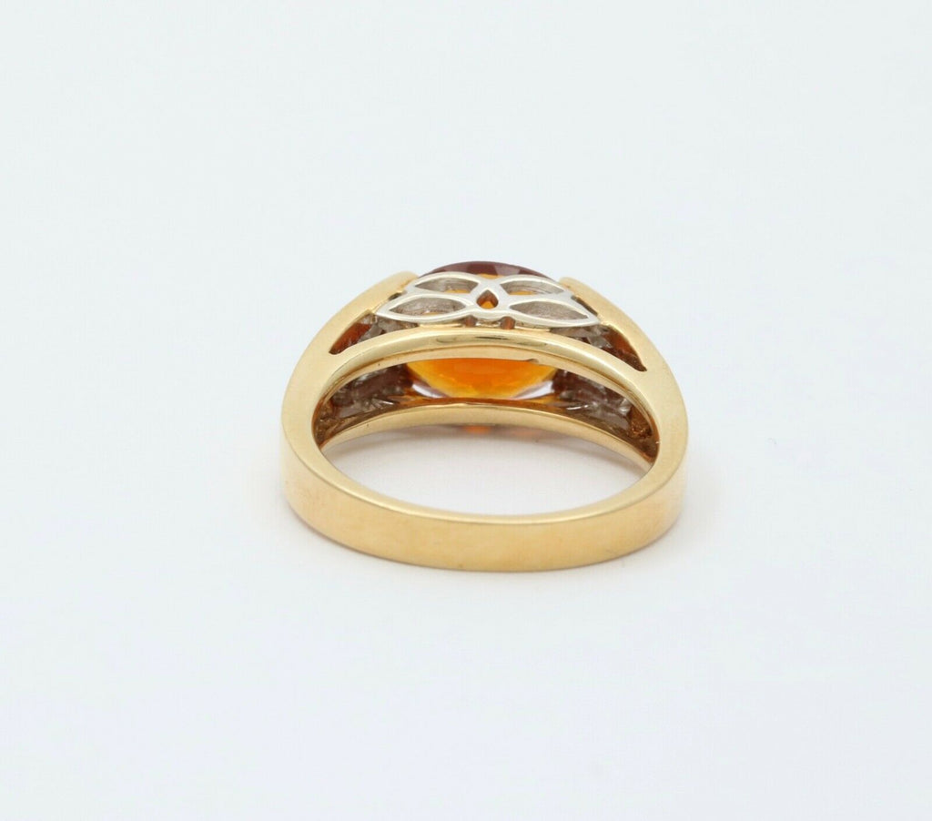 Classic 14K Yellow Gold Madeira Citrine Diamond Ring Engagement Ring