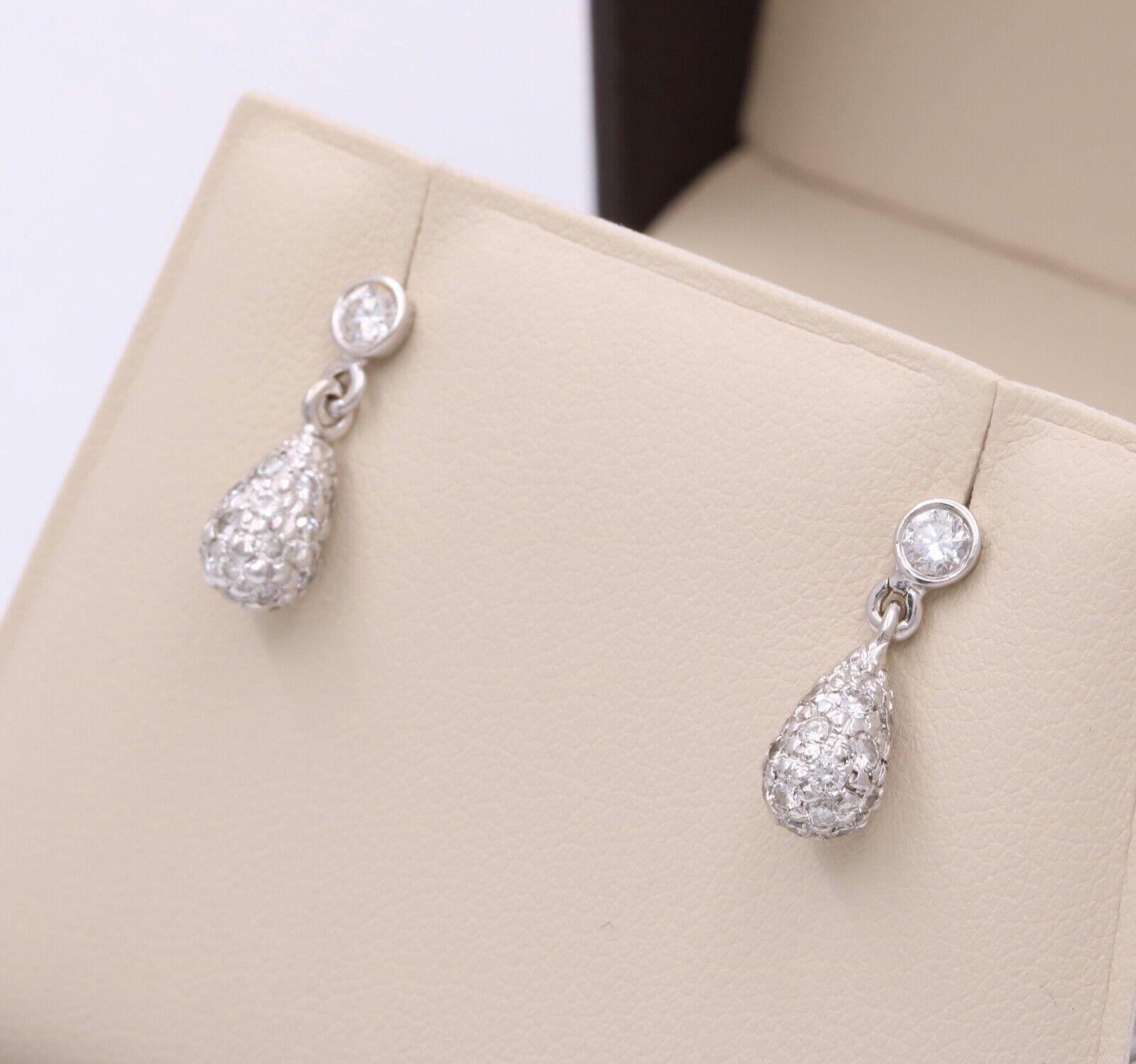 Vintage 14K White Gold Diamond Dangling Earrings