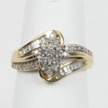 Vintage Cluster Bypass Diamonds 10K Yellow Gold Ring