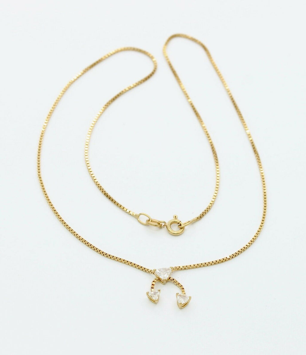 Vintage 18K Yellow Gold Diamond Box Chain Bow Tie Pendant