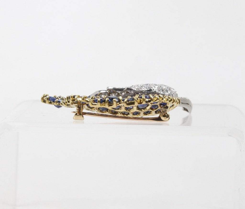Vintage 18K Sapphire & Diamond Brooch