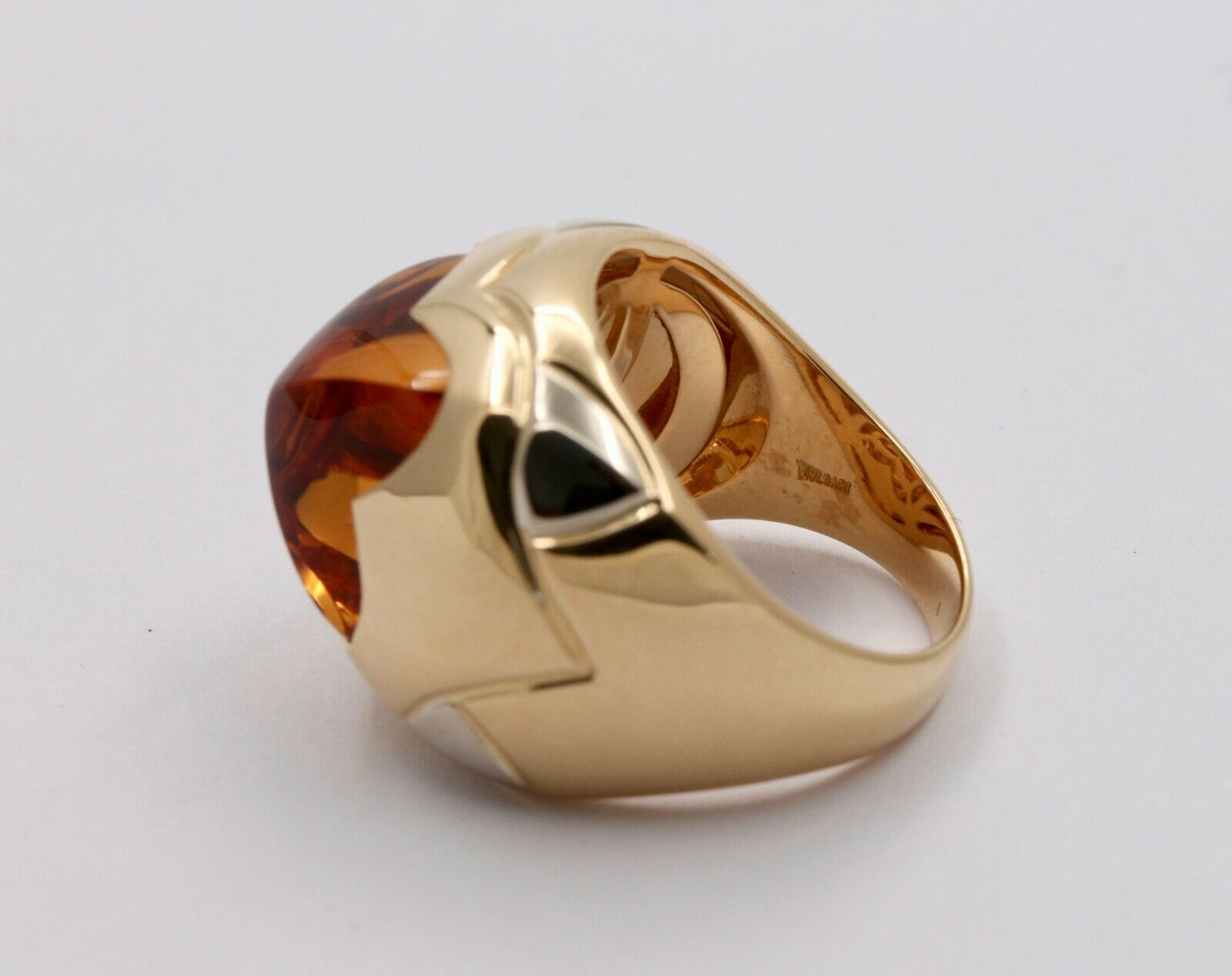 Vintage BVLGARI Gold 18k Yellow Gold Pyramid Citrine Ring