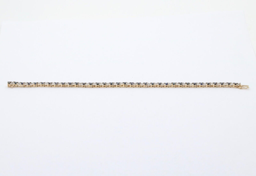 VIntage 14K Yellow Gold Sapphire and Diamond Tennis bracelet