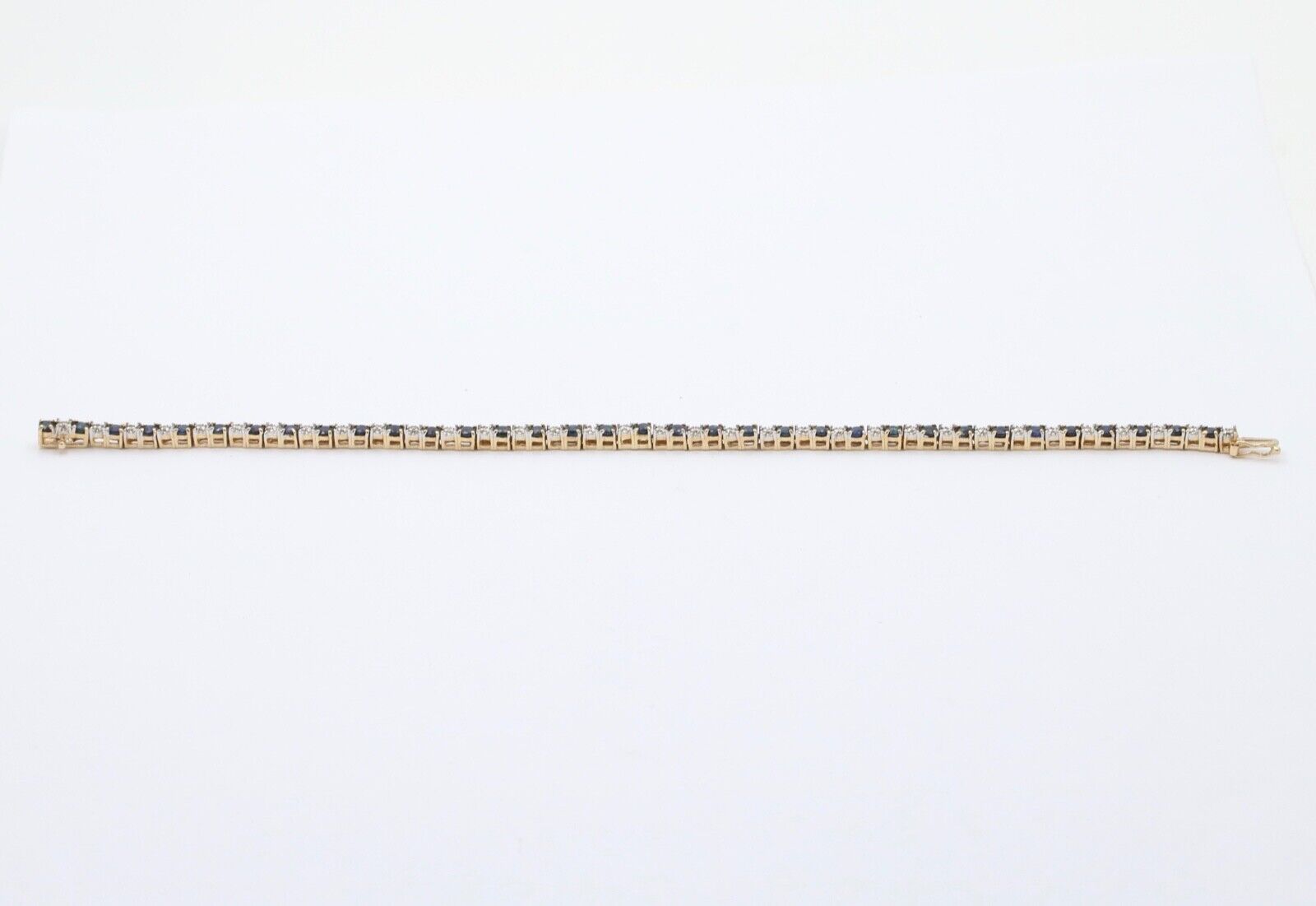 VIntage 14K Yellow Gold Sapphire and Diamond Tennis bracelet