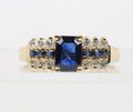 Vintage Sapphire and Diamond 14K Yellow Gold Ladies Ring