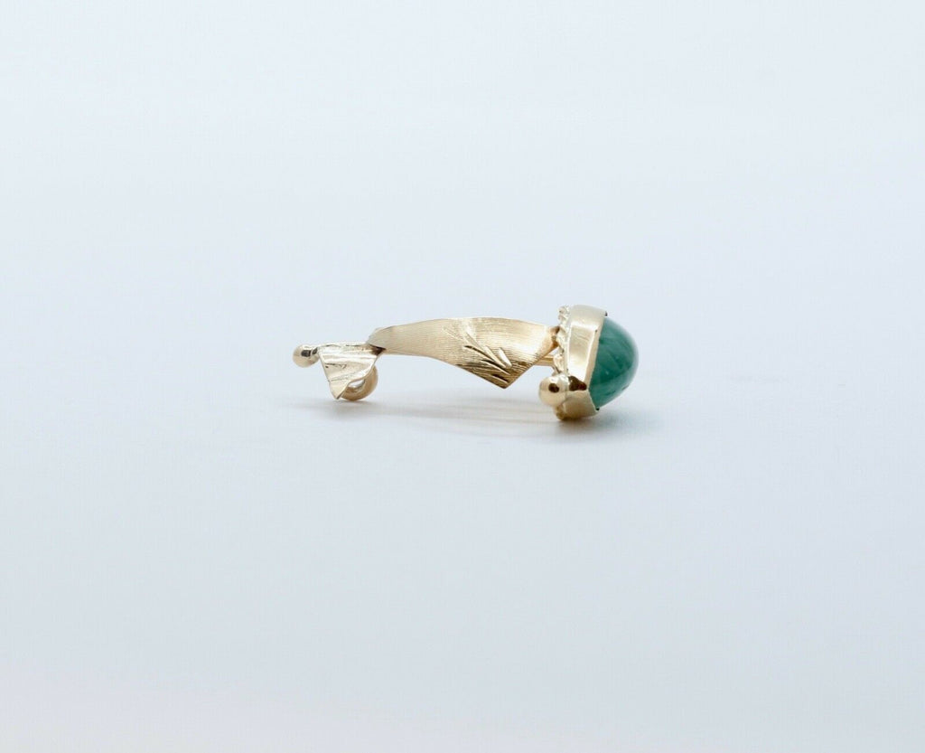 Vintage Jade 14K Yellow Gold Chinese Sailboat Pendant Charm