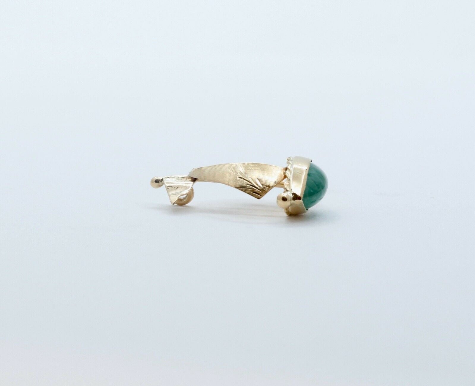 Vintage Jade 14K Yellow Gold Chinese Sailboat Pendant Charm
