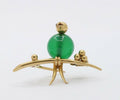 Vintage 14K Yellow Gold Chalcedony Bird Brooch