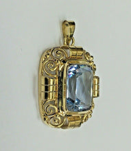 Load image into Gallery viewer, Mid Century Synthetic Aquamarine 9K Yellow Gold Pendant
