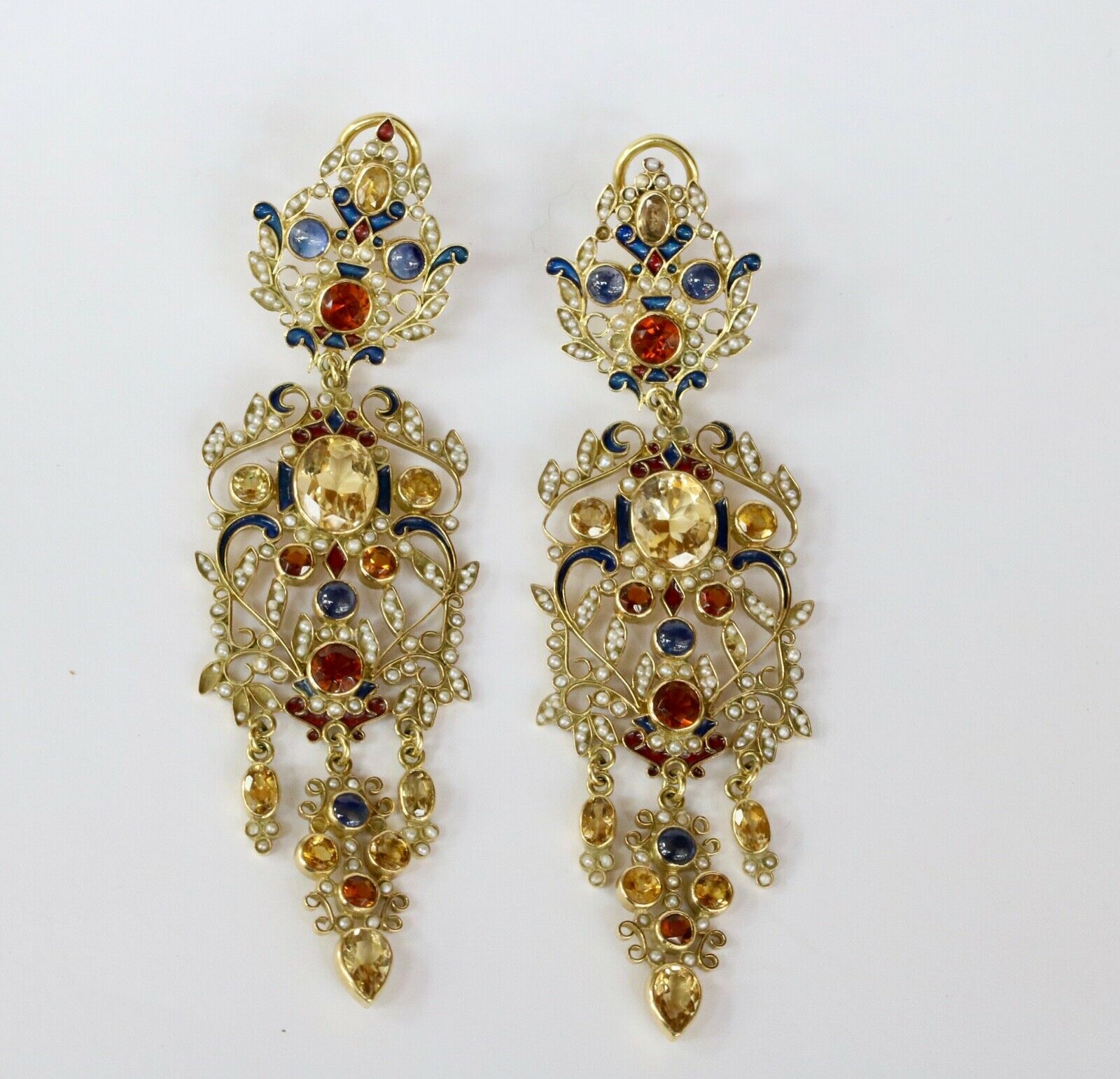 Vintage Percossi Papi MultiStone 18K 925 Opera Earrings