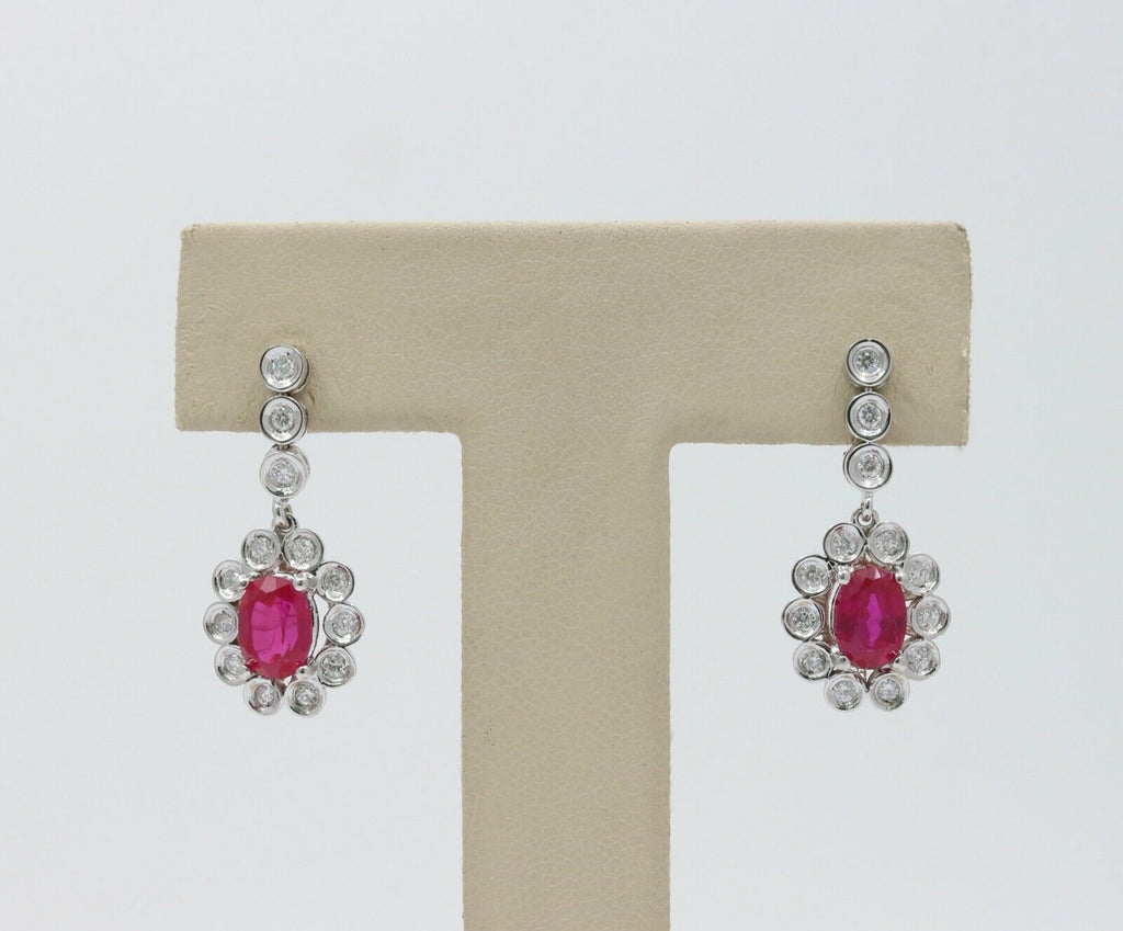 Vintage Ruby Diamonds Teardrop Hanging Earrings