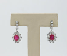 Load image into Gallery viewer, Vintage Ruby Diamonds Teardrop Hanging Earrings
