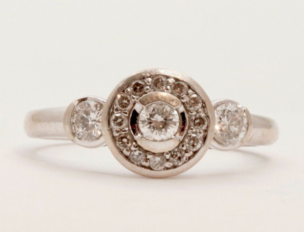 Nicely Designed Vintage Diamonds 14K White Gold Ring
