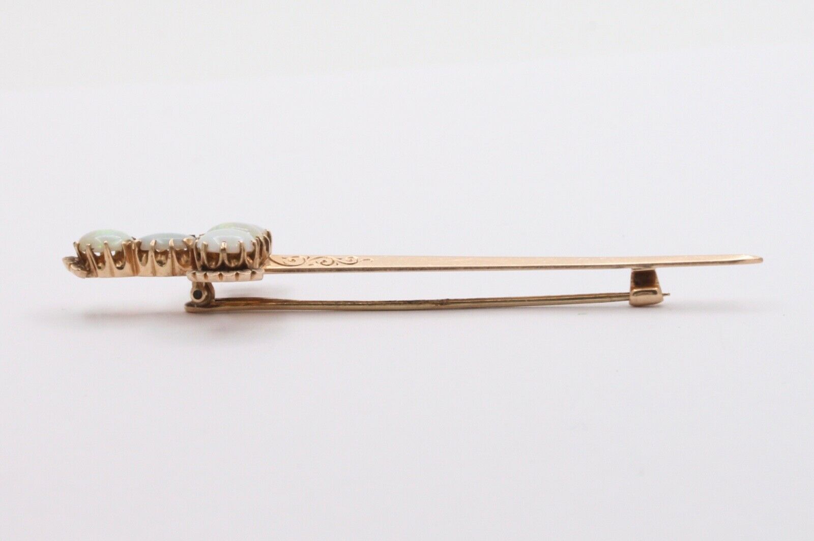 Victorian Edwardian Opals 14K Yellow Gold Broadsword Brooch Pin