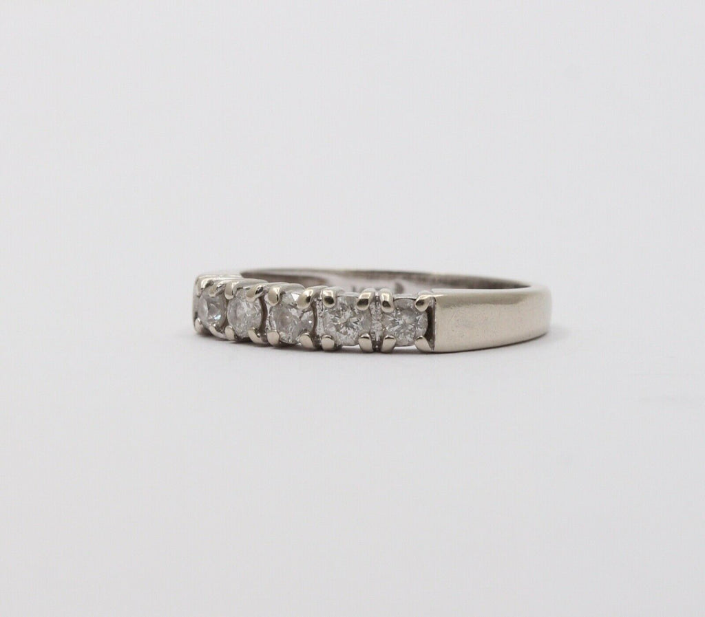 Vintage Diamonds 14k White Gold Wedding Stacking Band