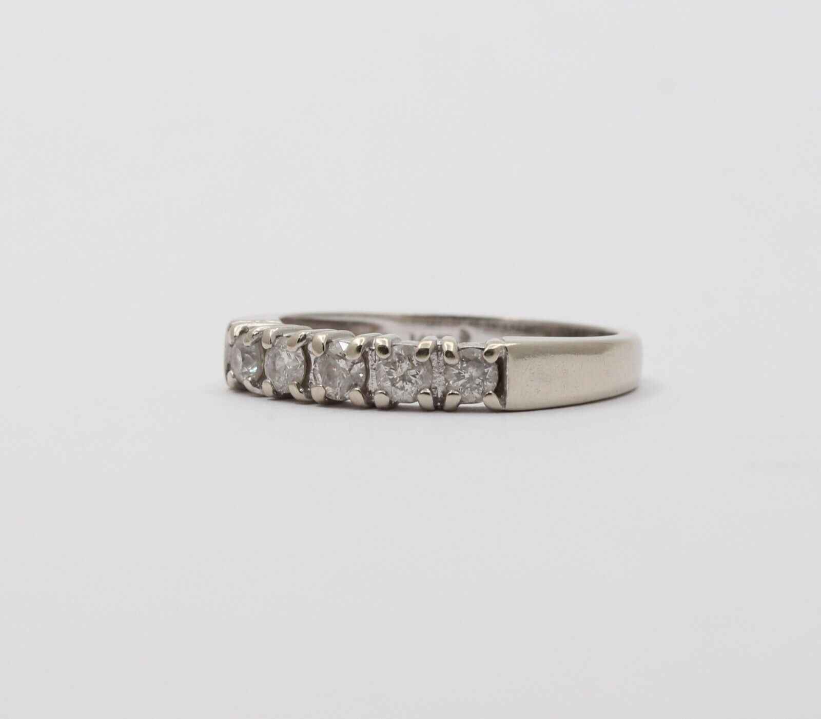 Vintage Diamonds 14k White Gold Wedding Stacking Band