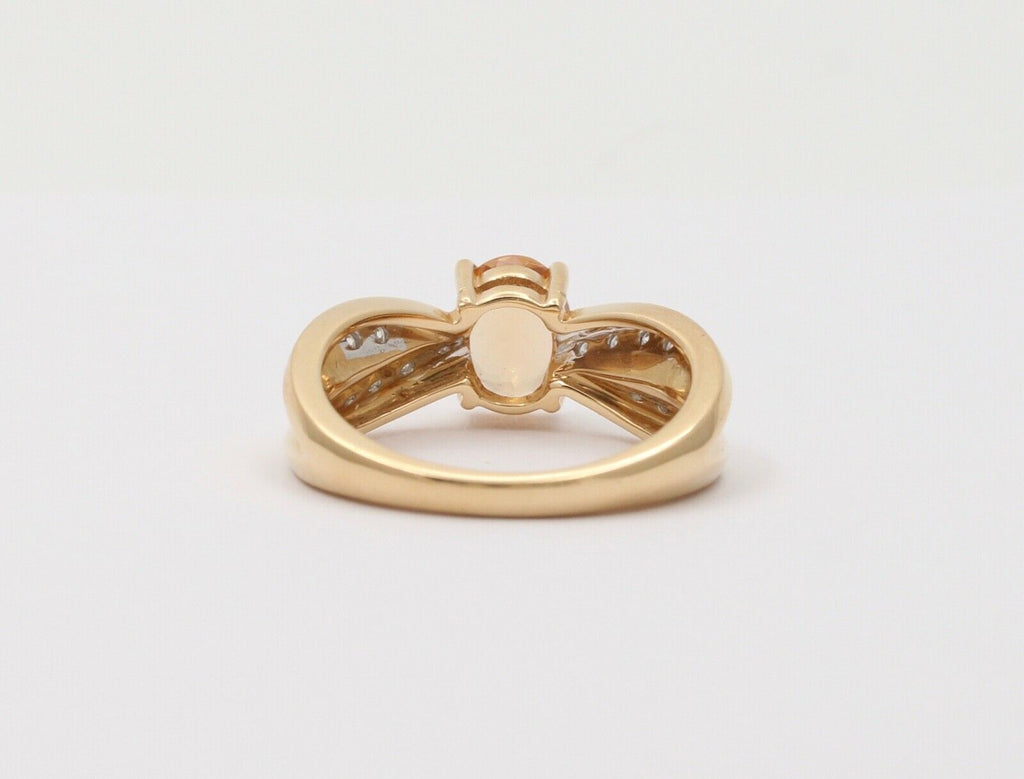 Vintage Ribbon Style Citrine Diamonds 14K Yellow Gold Ring