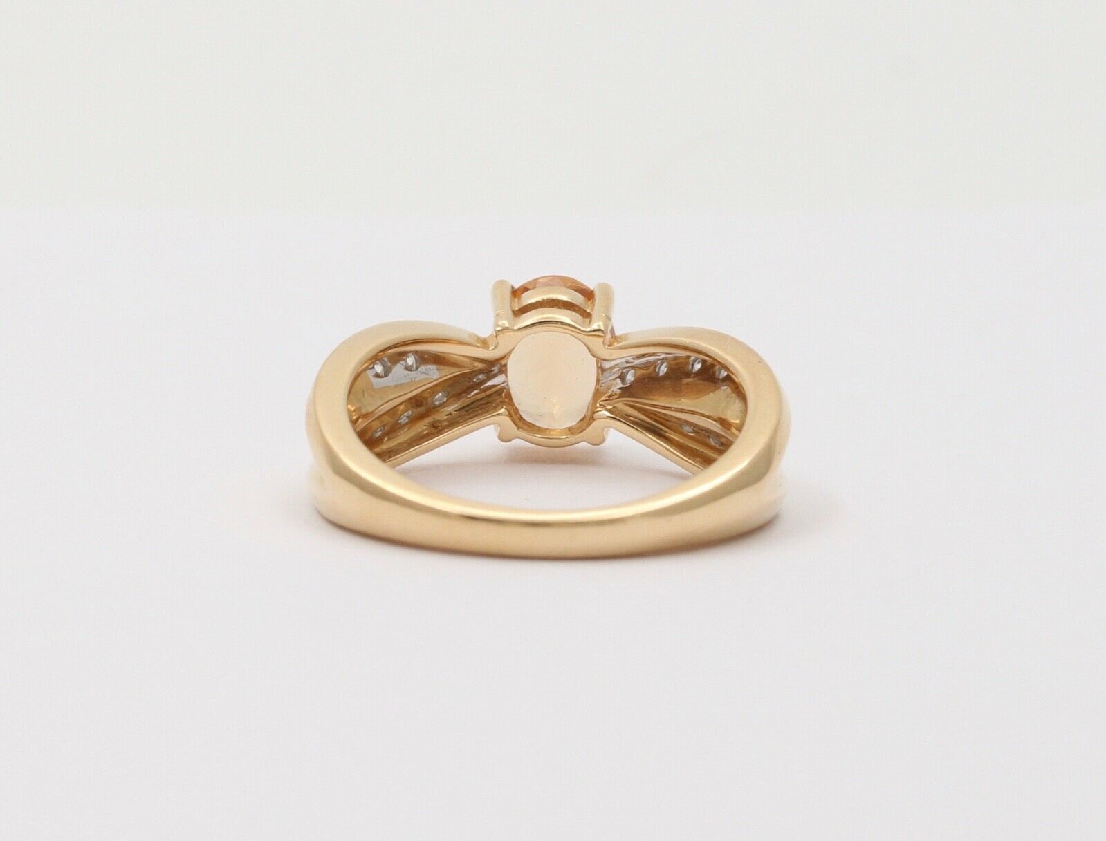 Vintage Ribbon Style Citrine Diamonds 14K Yellow Gold Ring