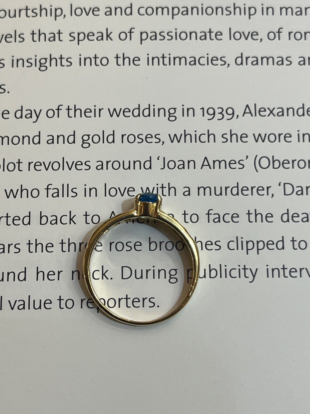 Vintage 14K Yellow Gold Blue Topaz & Diamond Ring, Engagement Ring