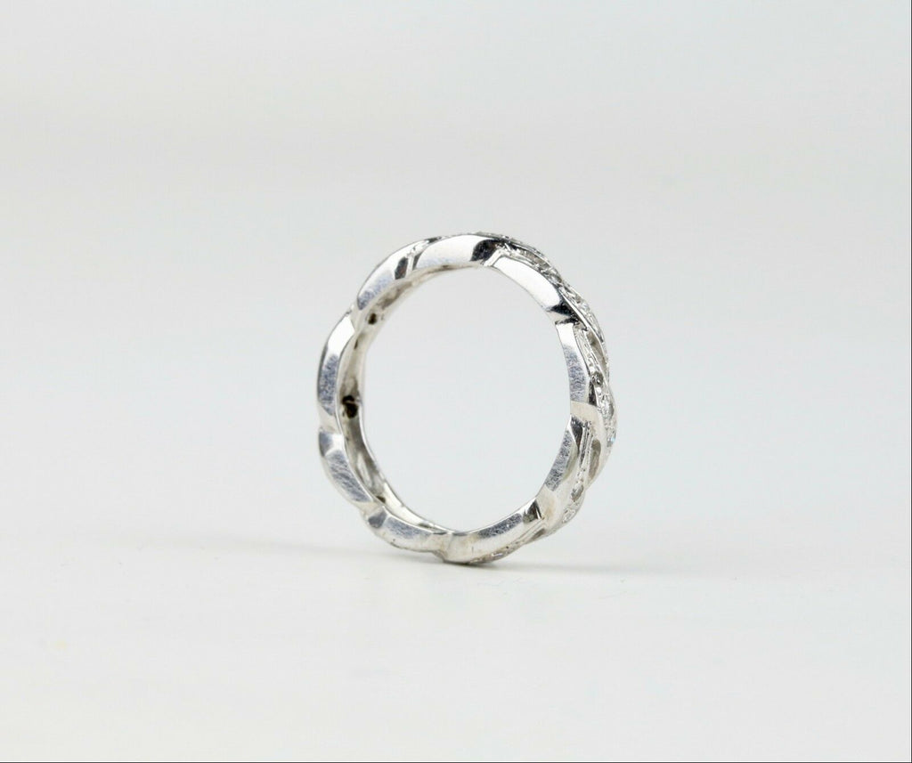 Vintage 14K White Gold Twist Eternity Band