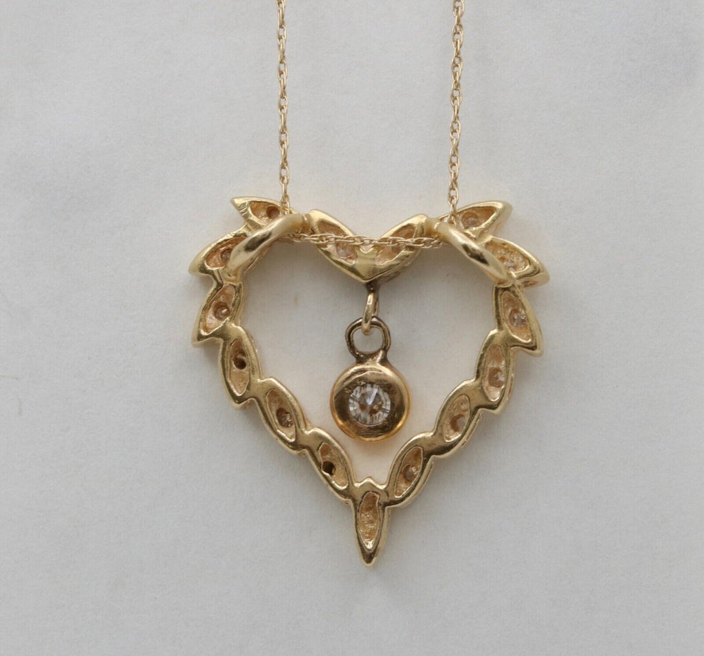 Vintage Heart Diamonds 14K Yellow Gold Pendant