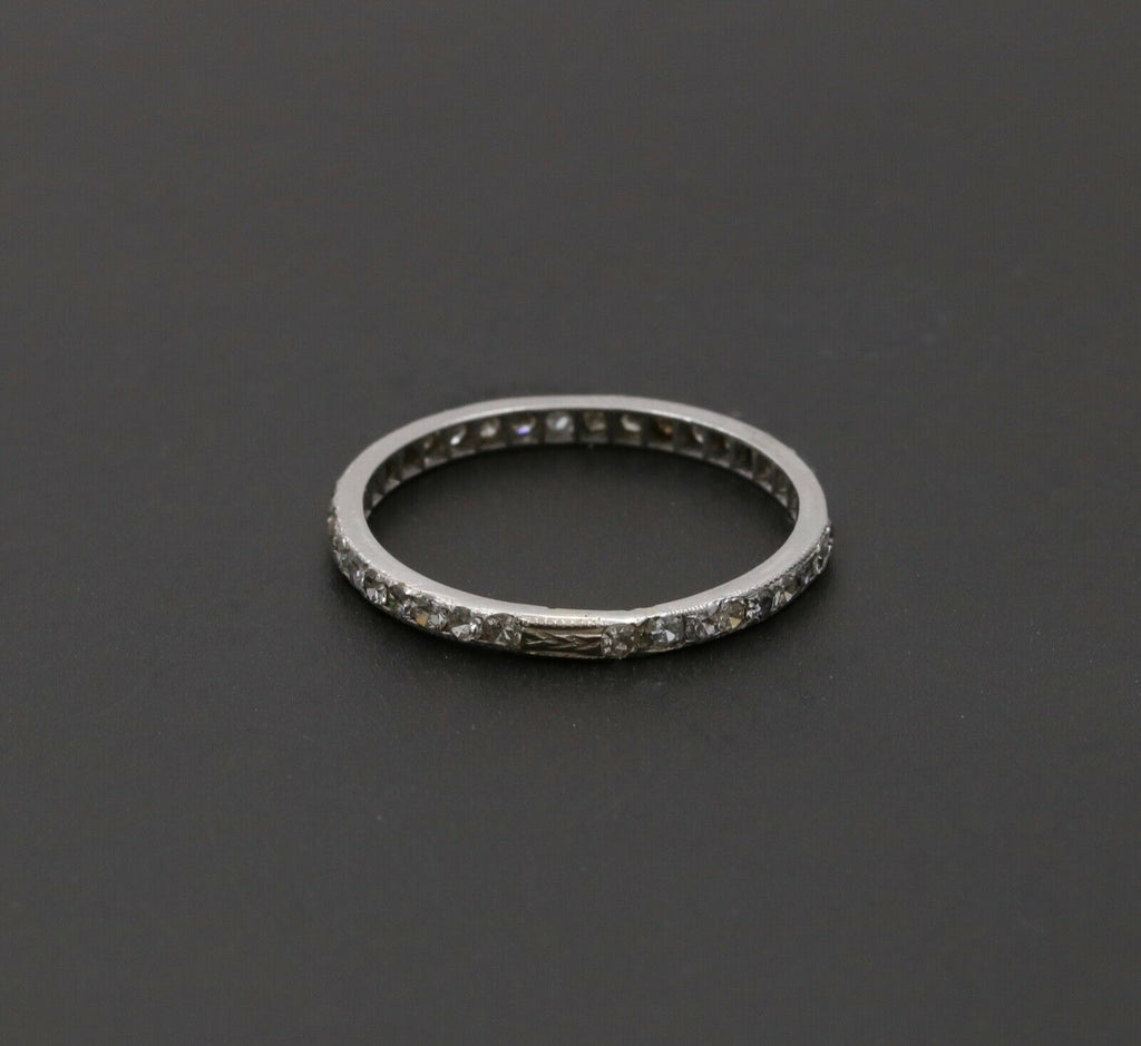 Art Deco Diamond Eternity 14K White Gold Ring
