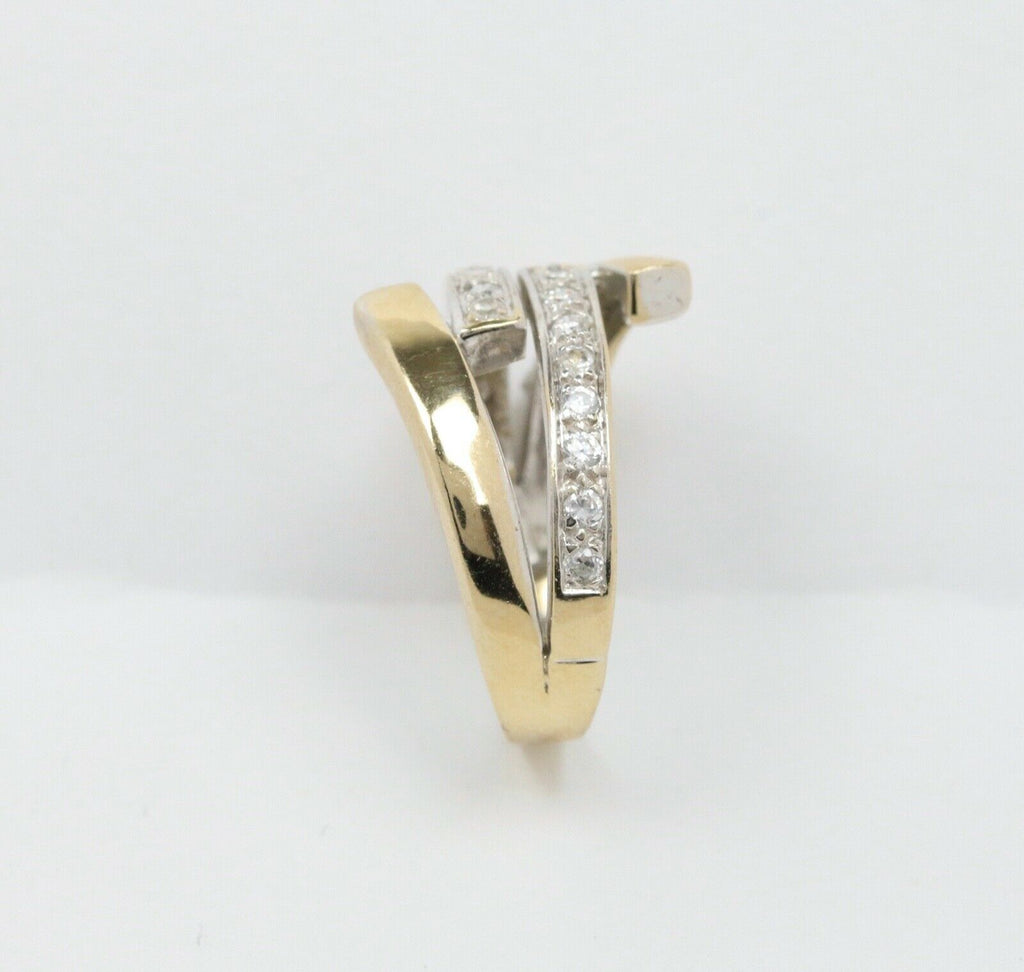 Vintage Ladies Diamonds 14K Yellow Gold Bypass Ring