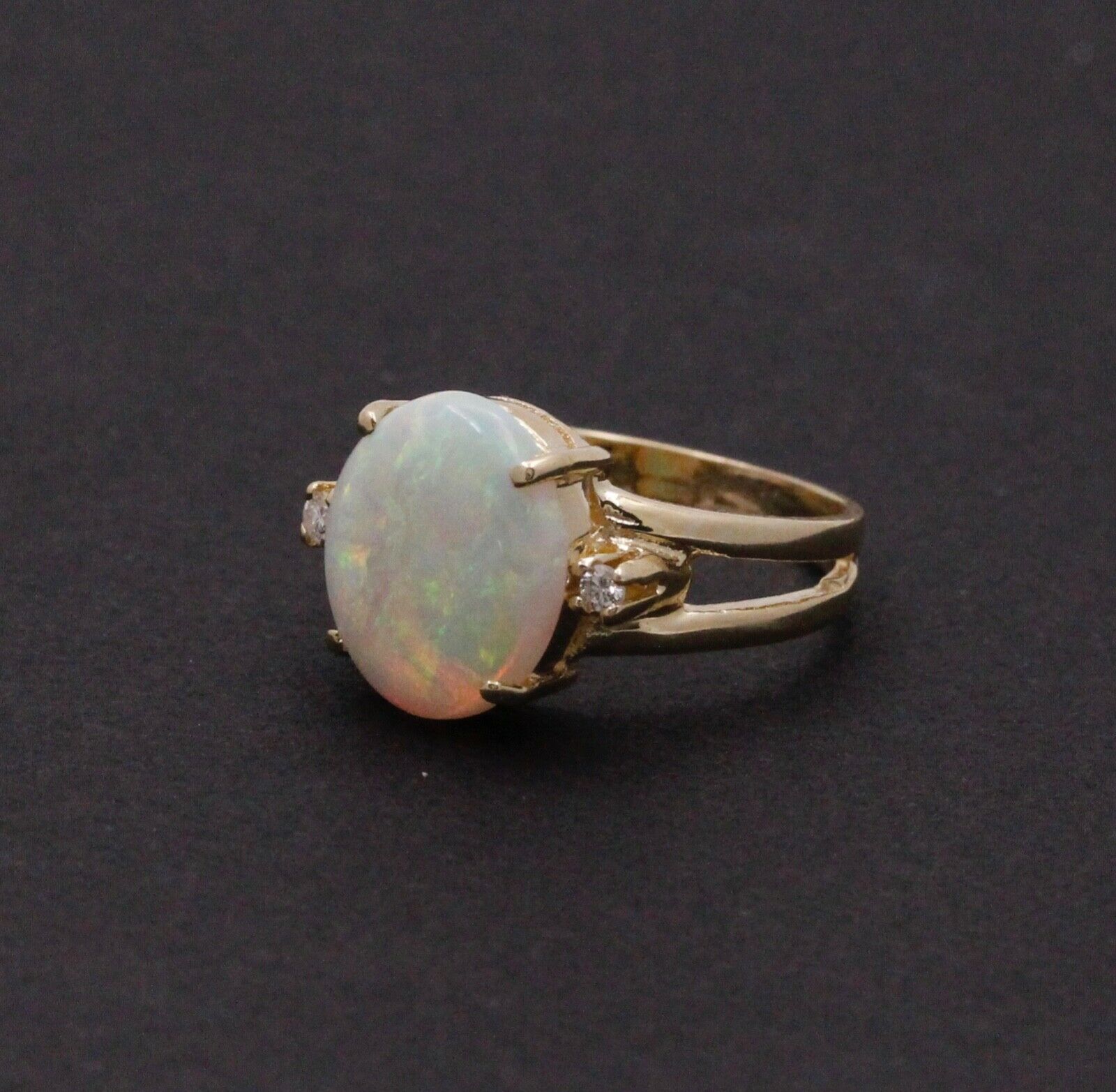 Vintage Opal Diamonds 14K Yellow Gold Ring