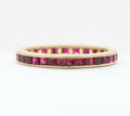 Vintage Emerald French Cut Rubies 14K YG Eternity Band Ring