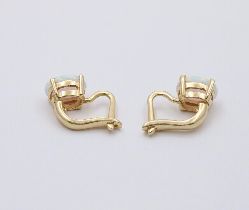 Vintage Synthetic Opal 14K Yellow Gold Lever Back Earrings