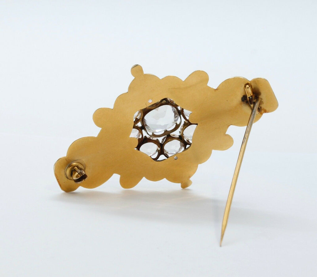 Beautiful Victorian 10K Yellow Gold Paste Stones Brooch Pin