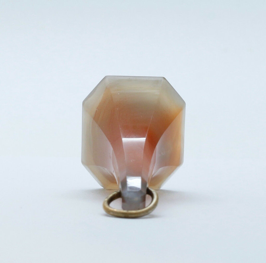 Look!! Beautiful!!! Victorian Edwardian Agate 14K Yellow Gold FOB Pendant Charm