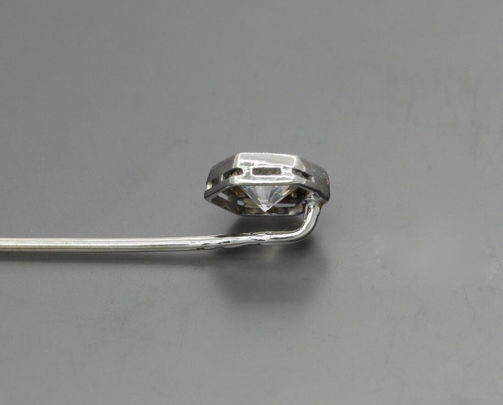 Art Deco 14K White Gold Limestone Stick Pin