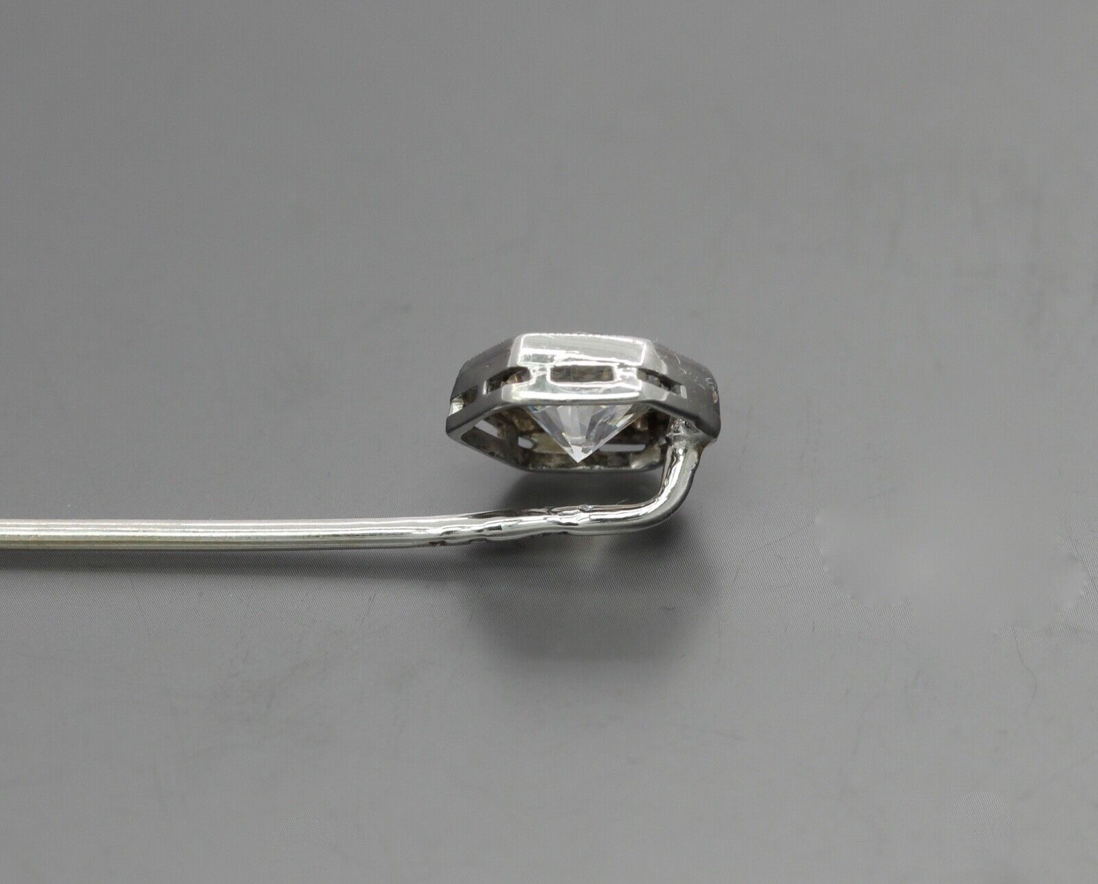 Art Deco 14K White Gold Limestone Stick Pin
