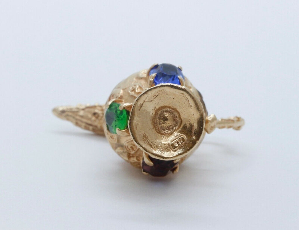 Vintage Multistone 14K Yellow Gold Pitcher Pendant Charm