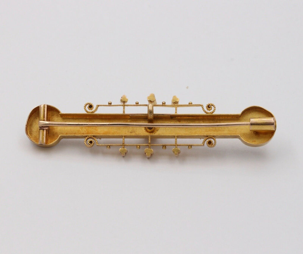 Victorian 14K Yellow Gold Bar Pin Brooch Pendant