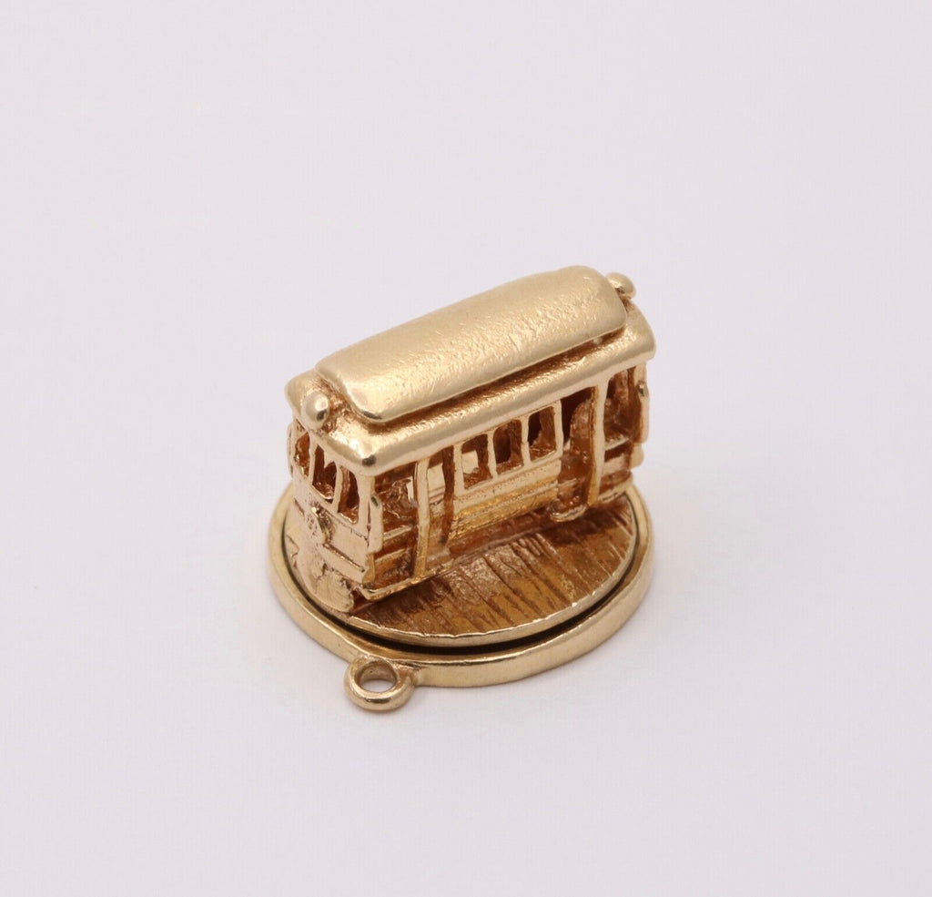 Vintage 14K Yellow Gold Movable Trolley Train Charm