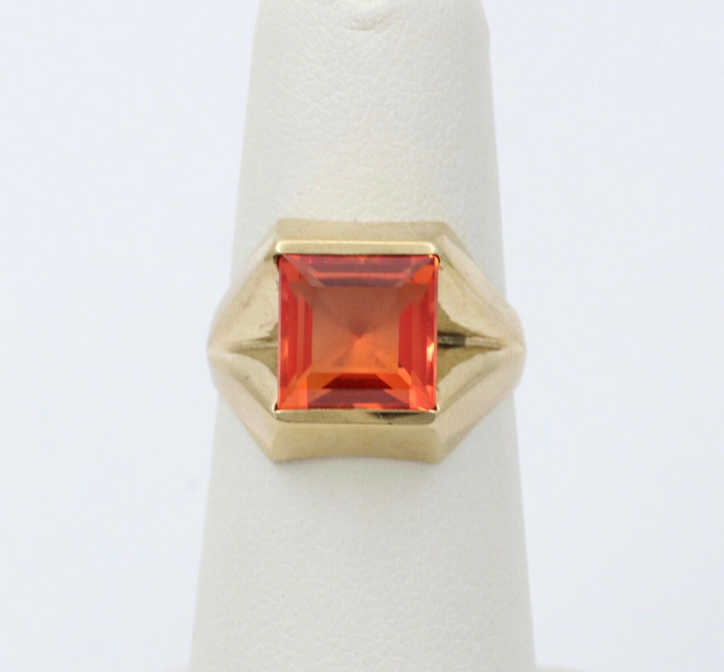 Beautiful Erie Basin Orange Stone 9K Yellow Gold Ring