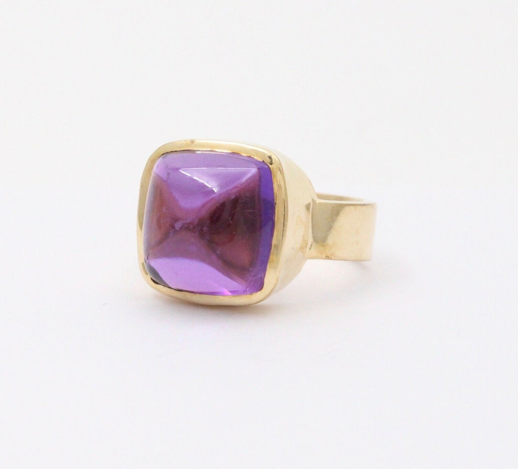 Vintage Cabochon Cut Amethyst 14K Yellow Gold Ring