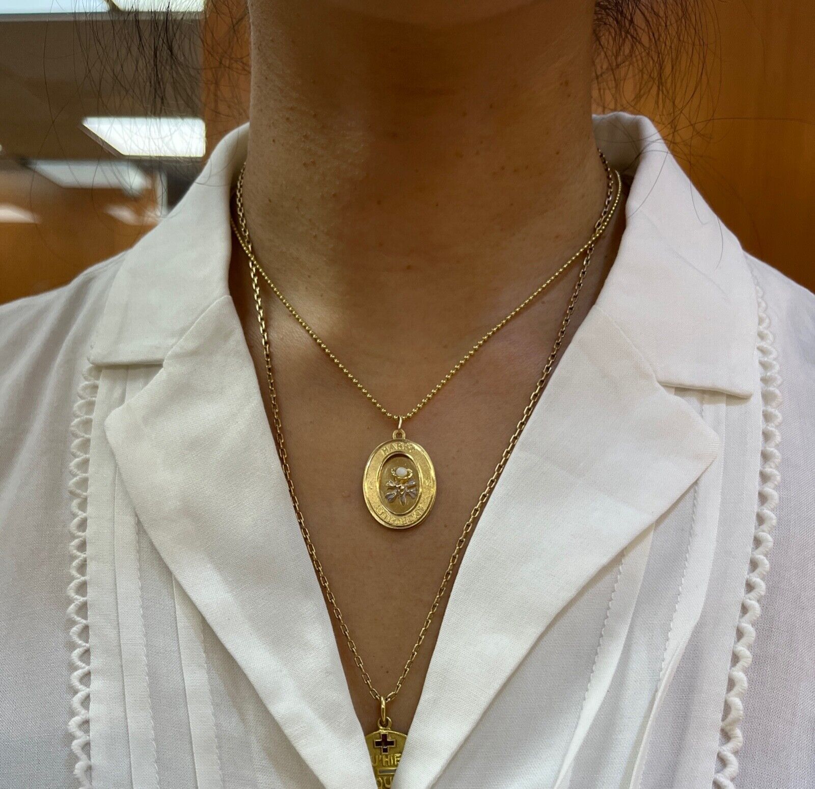 Vintage 14K Gold Pearl “ Happy Birthday” Flower Bouquet Charm Pendant