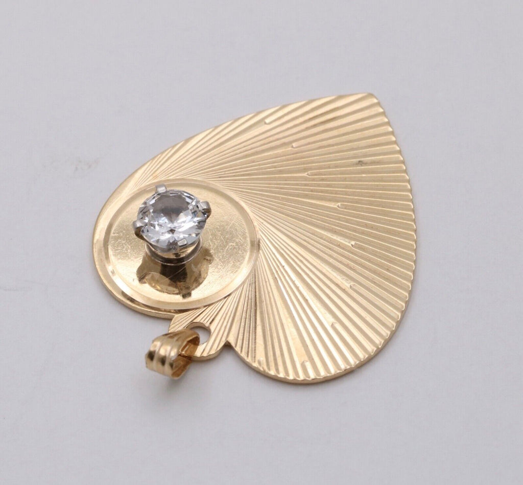 Vintage Heart 14K Yellow Gold CZ Pendant
