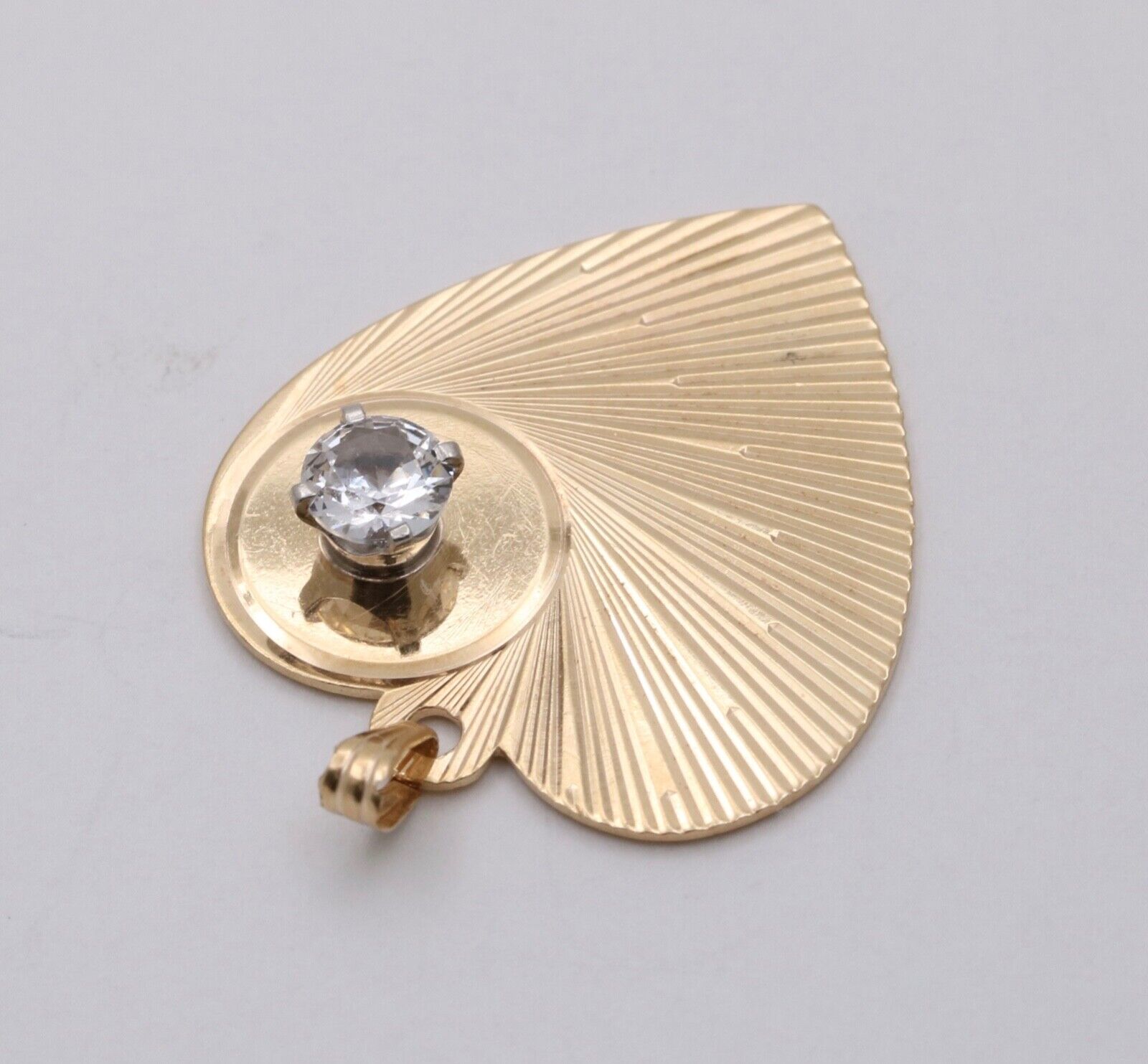 Vintage Heart 14K Yellow Gold CZ Pendant