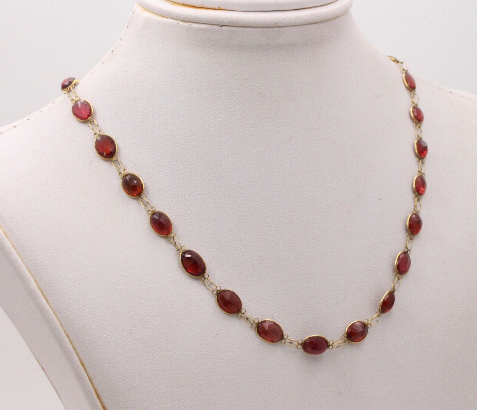 Victorian Handmade Garnet 14K Yellow Gold Necklace