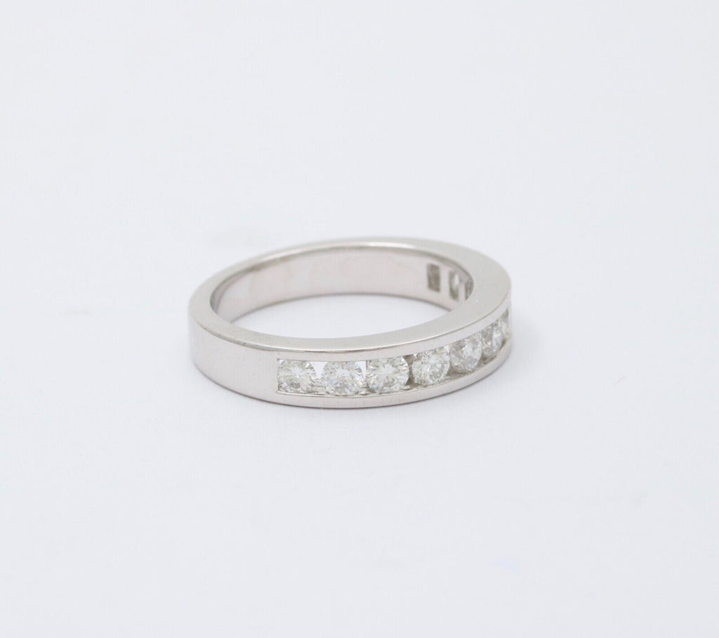 Vintage Wedding Band Diamonds 18K White Gold Ring