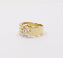 Load image into Gallery viewer, Vintage Geometric Trillion Cut Diamond 18K Yellow White Gold Ring
